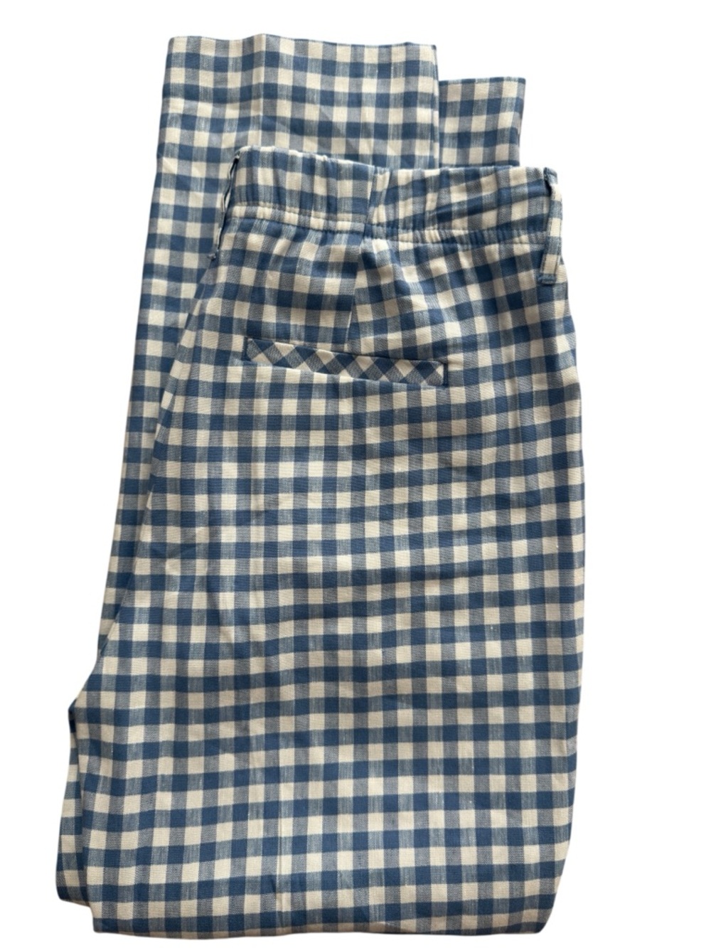 J.Jill Linen Blend Gingham Checkered Blue Pants Size XS - Picture 1 of 4